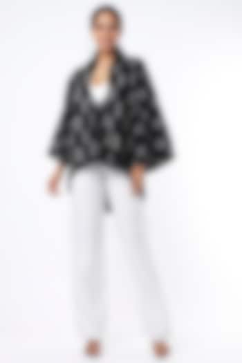 Black Handwoven Ikat Cotton Overlay Jacket by Sepia Stories