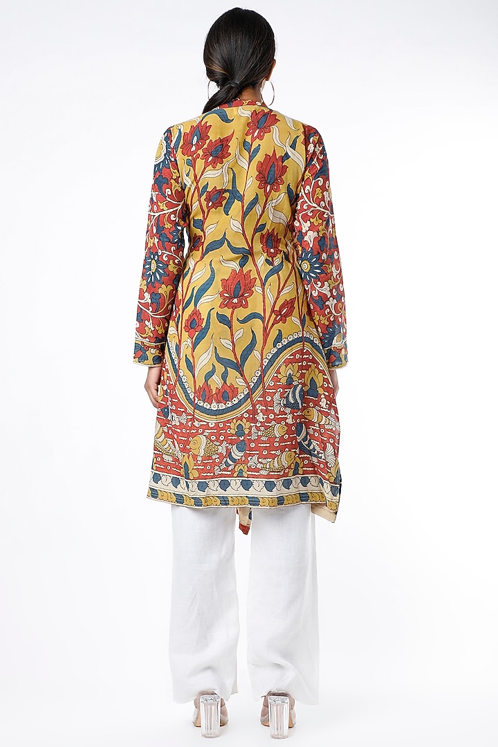 Yellow Handwoven Silk Wrap Vacation Dress by Sepia Stories at Pernia's Pop Up Shop