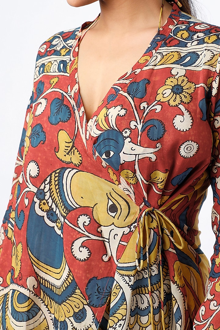 Yellow Handwoven Silk Wrap Vacation Dress by Sepia Stories at Pernia's Pop Up Shop