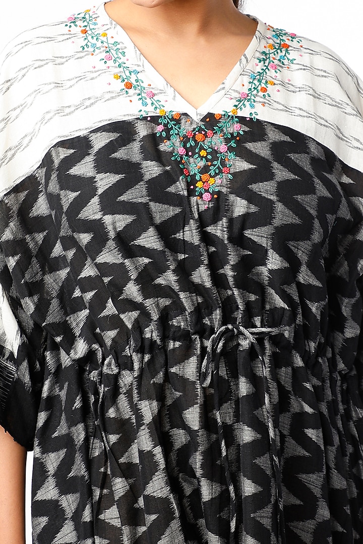 Black Hand Embroidered Kaftan by Sepia Stories at Pernia's Pop Up Shop