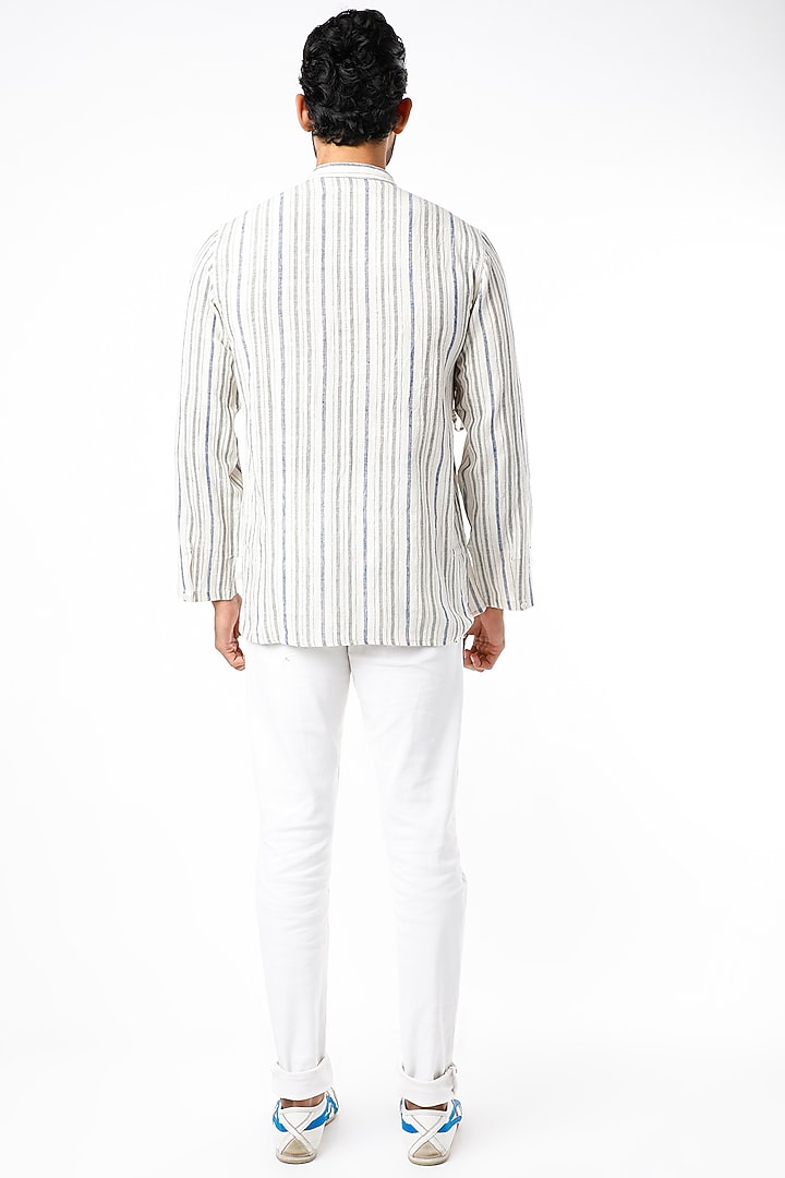 White Organic Kala Cotton Wrap Party Wear Shirt by Sepia Stories Men at Pernia's Pop Up Shop