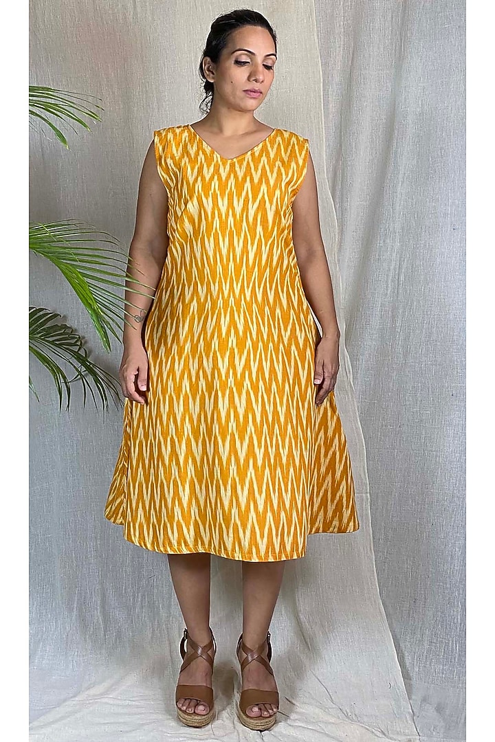 Yellow Ikat Woven Shift Summer Dress by Sepia Stories at Pernia's Pop Up Shop
