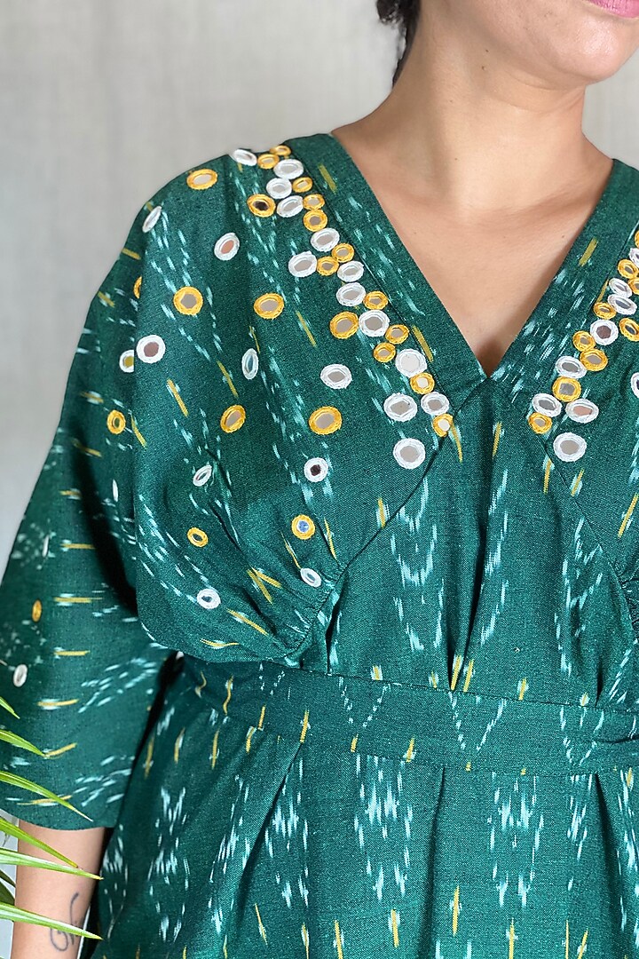 Emerald Green Embroidered Kimono Summer Dress by Sepia Stories at Pernia's Pop Up Shop