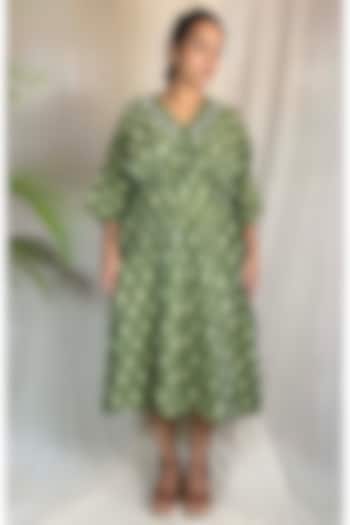 Olive Green Embroidered Kimono Summer Dress by Sepia Stories at Pernia's Pop Up Shop