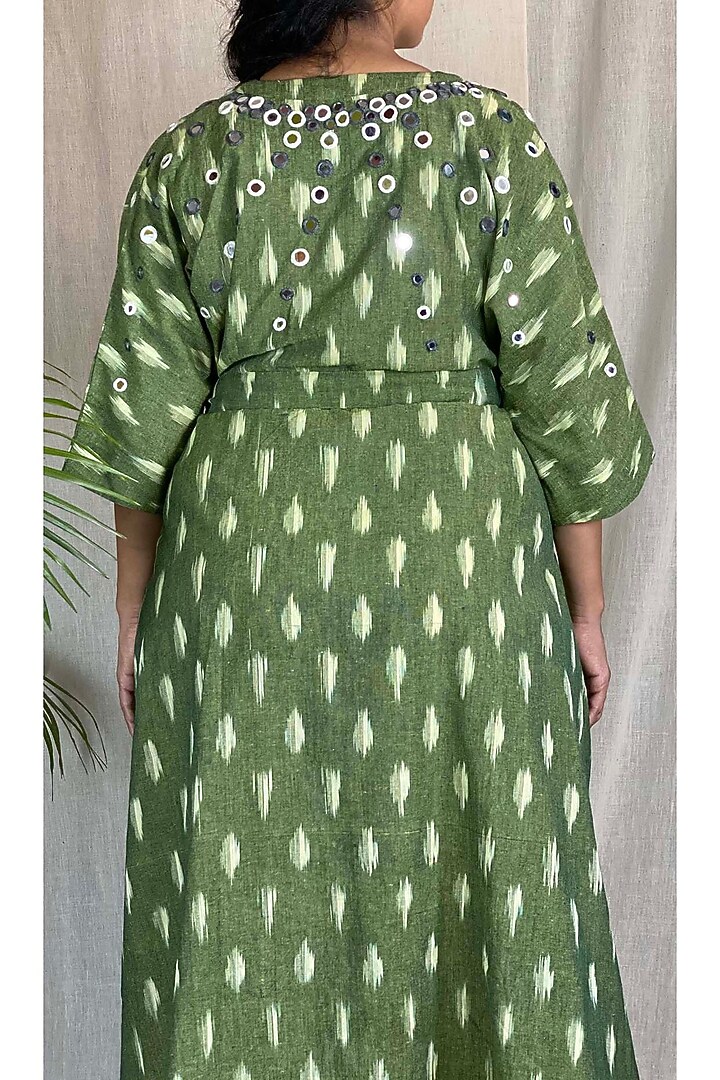 Olive Green Embroidered Kimono Summer Dress by Sepia Stories at Pernia's Pop Up Shop