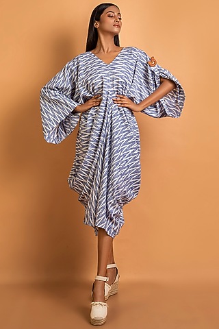 ikkat cotton dresses Long Sleeves White Ikat Cotton Dress