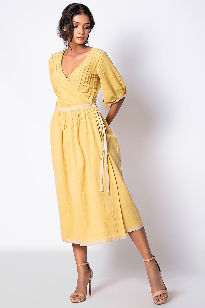 Yellow Cotton Wrap Dress by Sepia Stories