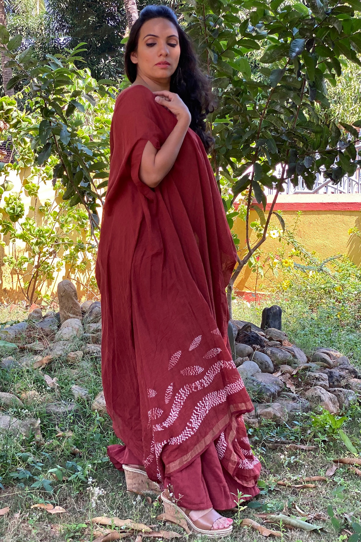 burgundy kaftan