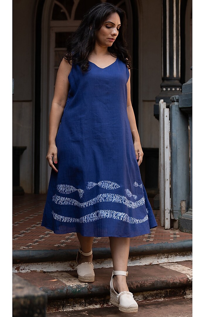 Navy Blue Midi Dress by Sepia Stories