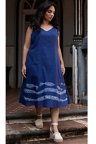 Navy Blue Midi Dress by Sepia Stories