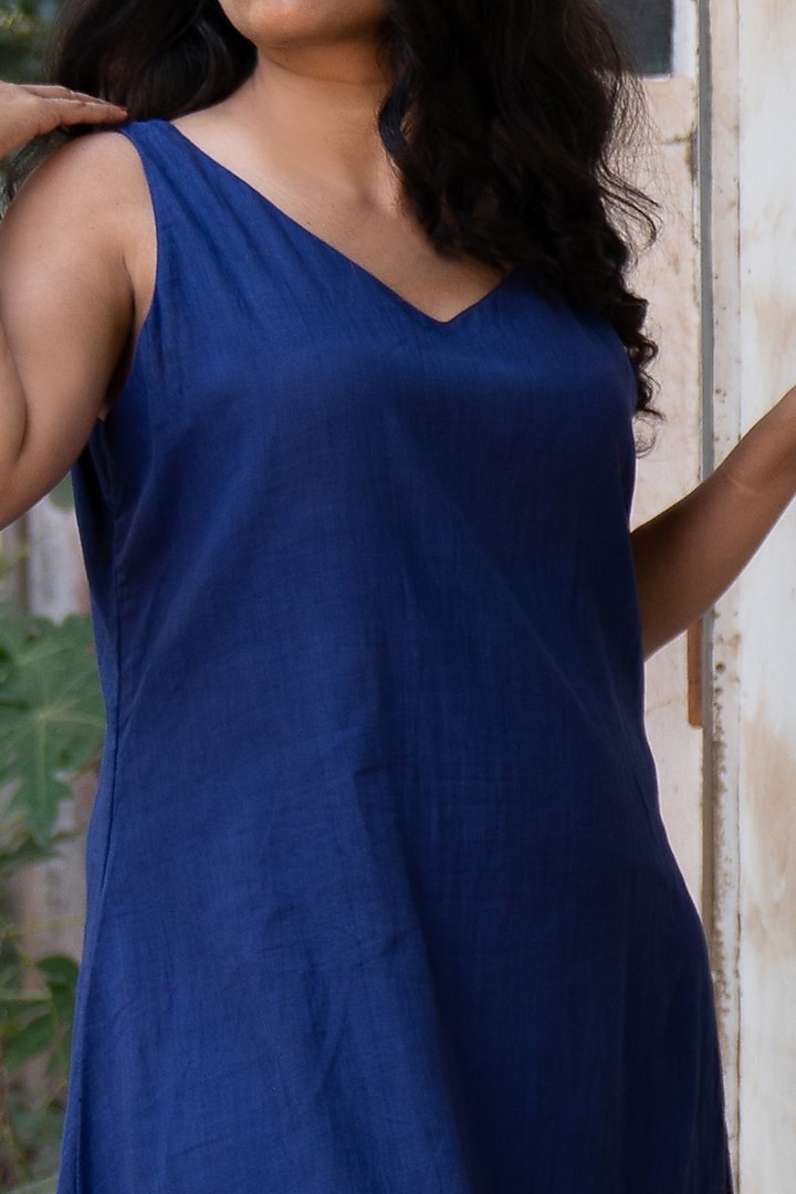 Navy Blue Midi Summer Dress by Sepia Stories at Pernia's Pop Up Shop