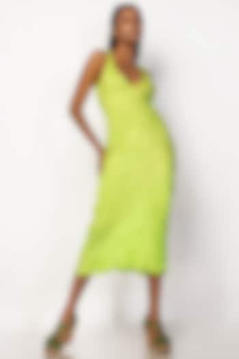 Lime Pure Silk Bodycon Dress by Sepia Stories