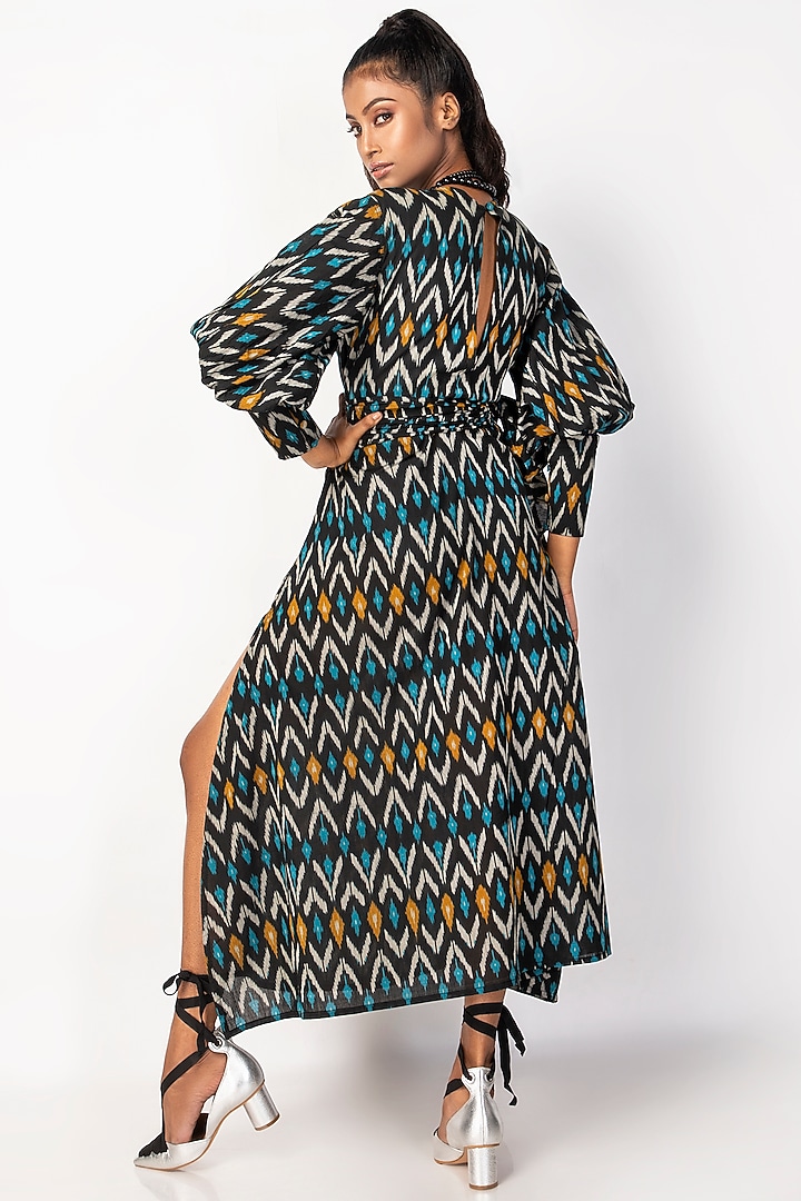 Black Mercerised Cotton Ikat Summer Dress by Sepia Stories at Pernia's Pop Up Shop
