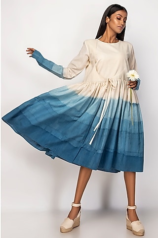 Beige Dip Dyed Dress by Sepia Stories