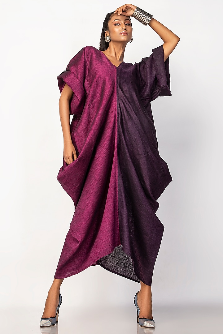 Plum Organic Linen Cowl Dress by Sepia Stories