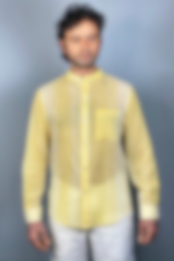 Yellow Cotton Striped Summer Shirt by Sepia Stories Men at Pernia's Pop Up Shop