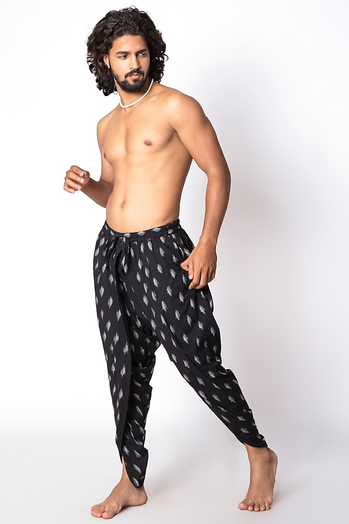 Black Ikat Dhoti Pants by Sepia Stories Men at Pernia's Pop Up Shop