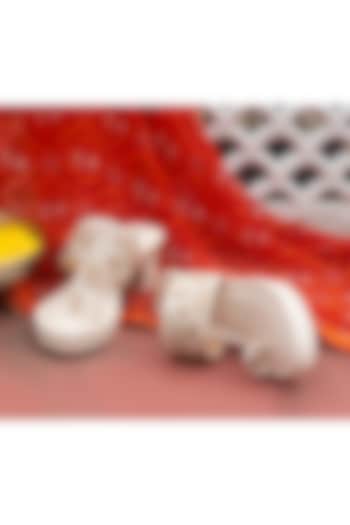 Cream Artificial Leather Floral Embroidered Block Heels by September at Pernia's Pop Up Shop