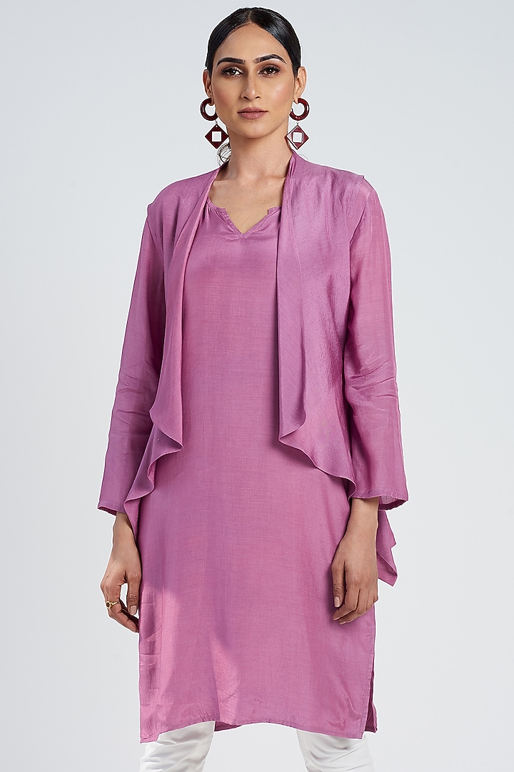 Lilac Cotton Silk Layered Tunic by SEVENDC at Pernia's Pop Up Shop