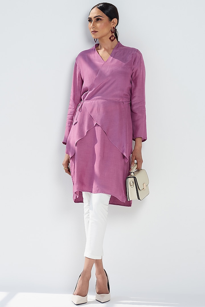 Lilac Cotton Silk Layered Tunic by SEVENDC at Pernia's Pop Up Shop