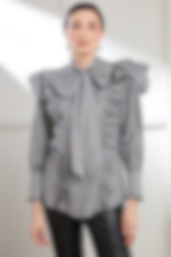 Black & White Cotton Ruffled Top by SEVENDC at Pernia's Pop Up Shop