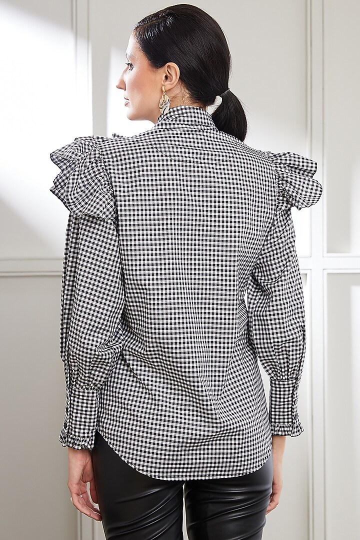 Black & White Cotton Ruffled Top by SEVENDC at Pernia's Pop Up Shop