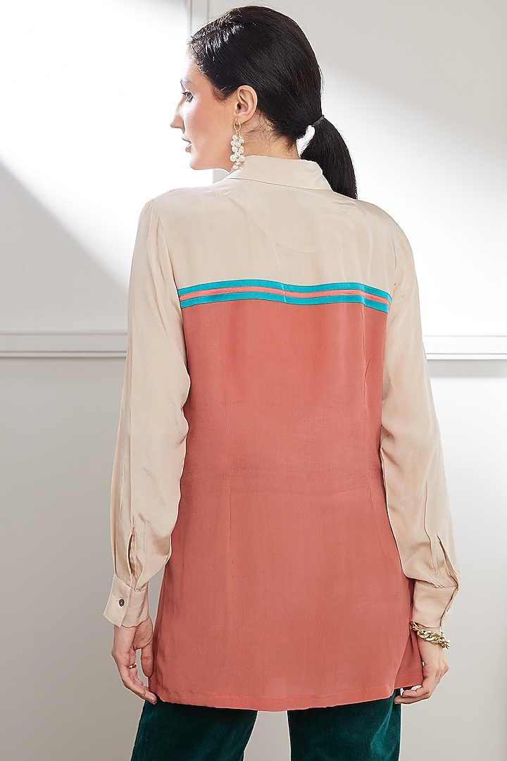 Dusty Pink Viscose Crepe Shirt by SEVENDC at Pernia's Pop Up Shop