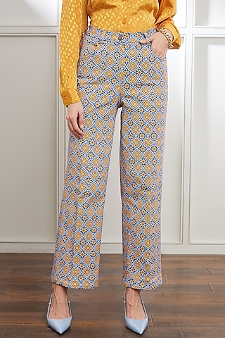 Printed Wide Leg Trousers