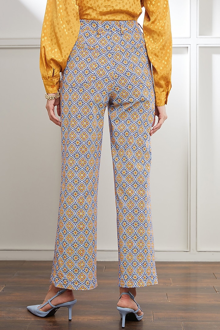 Grey Cotton Twill Printed Pants by SEVENDC at Pernia's Pop Up Shop