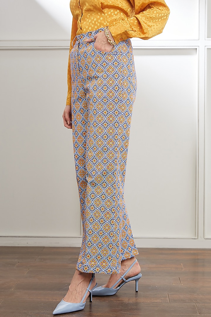 Grey Cotton Twill Printed Pants by SEVENDC at Pernia's Pop Up Shop