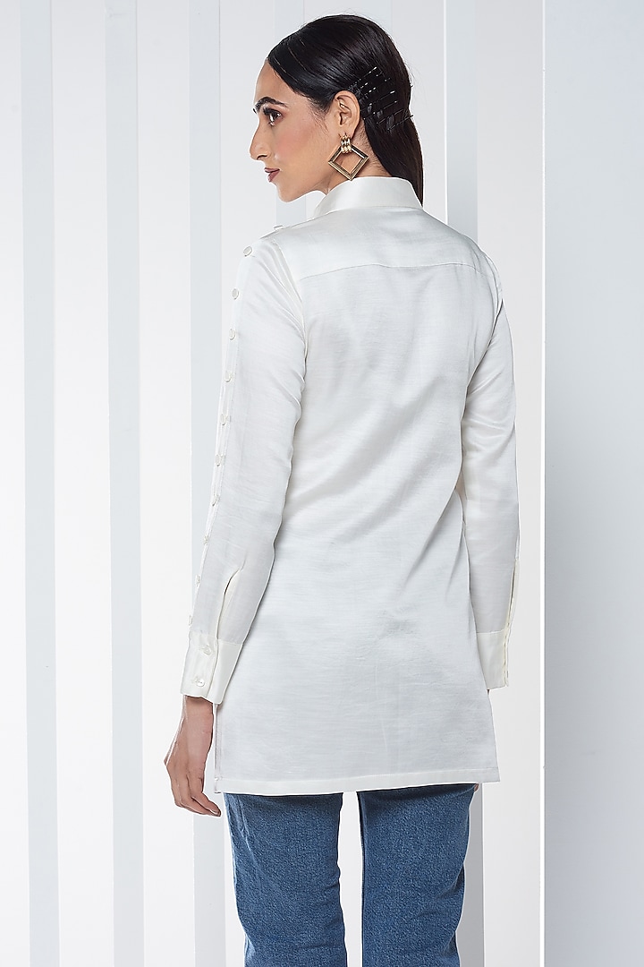 White Viscose Shirt by SEVENDC at Pernia's Pop Up Shop