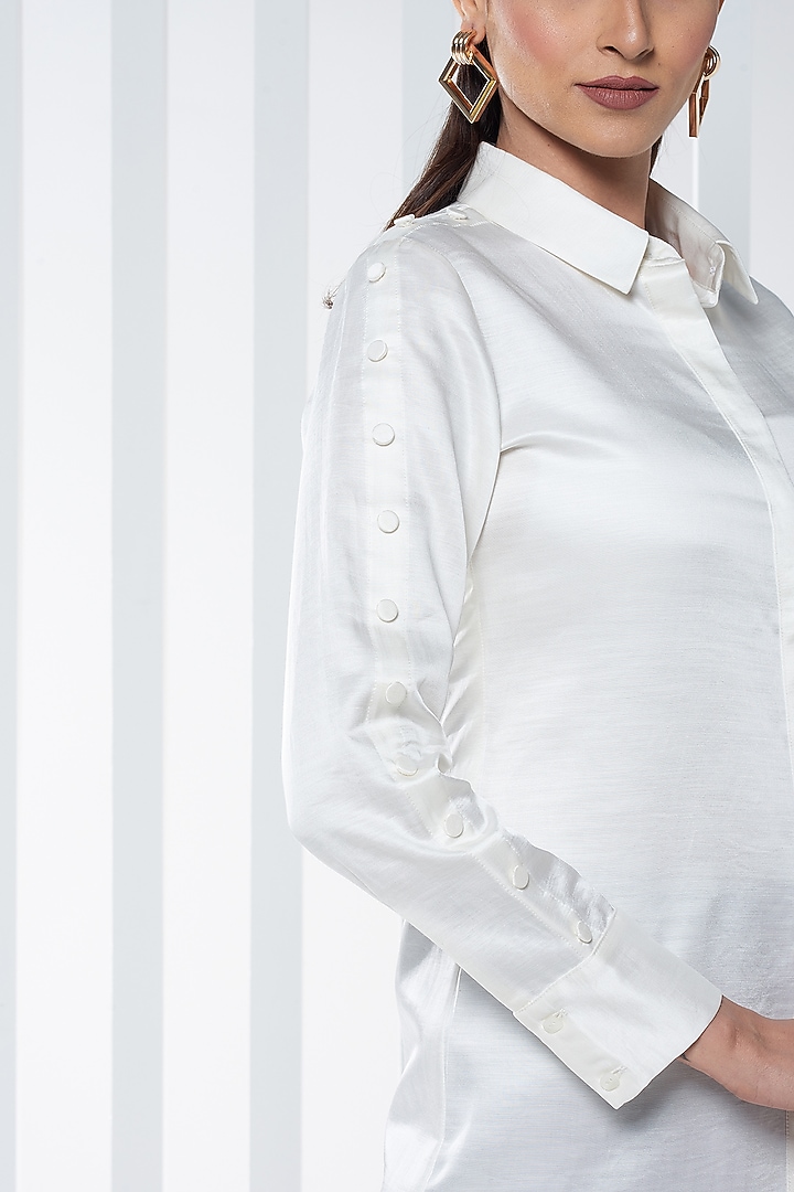 White Viscose Shirt by SEVENDC at Pernia's Pop Up Shop