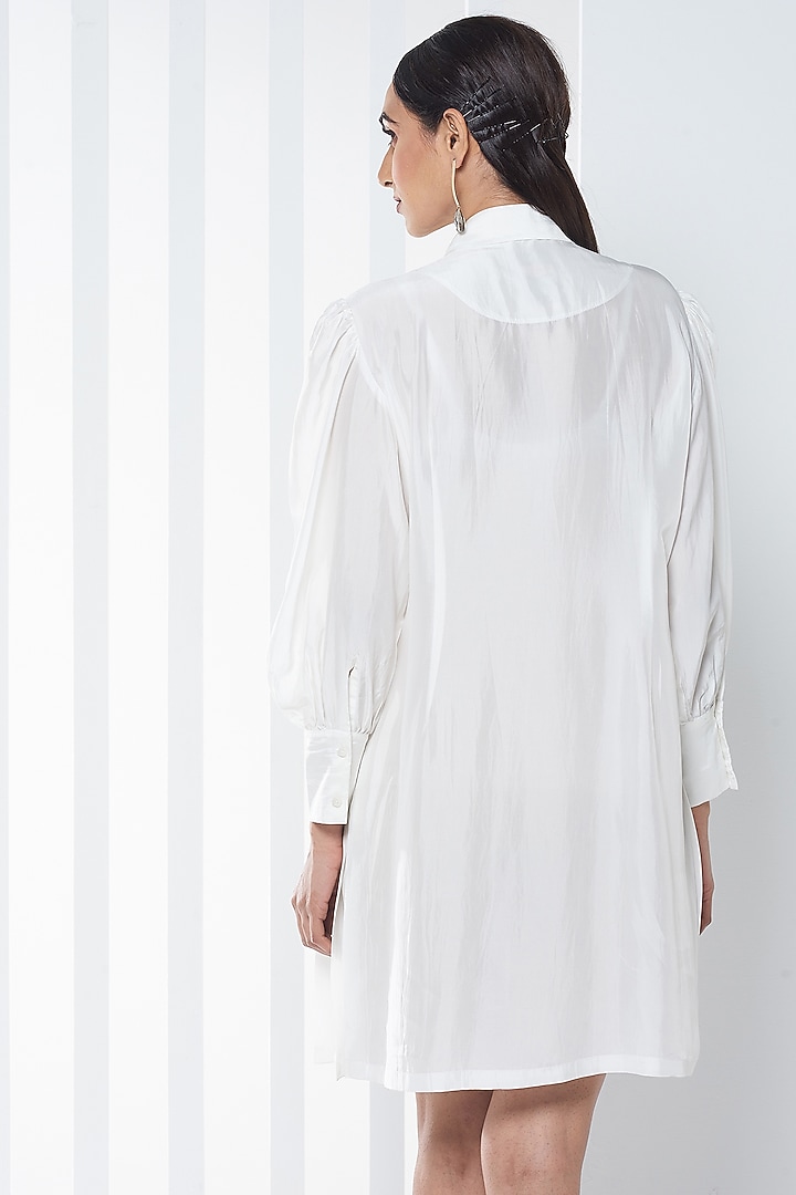 White Cotton Viscose Summer Shirt Dress by SEVENDC at Pernia's Pop Up Shop