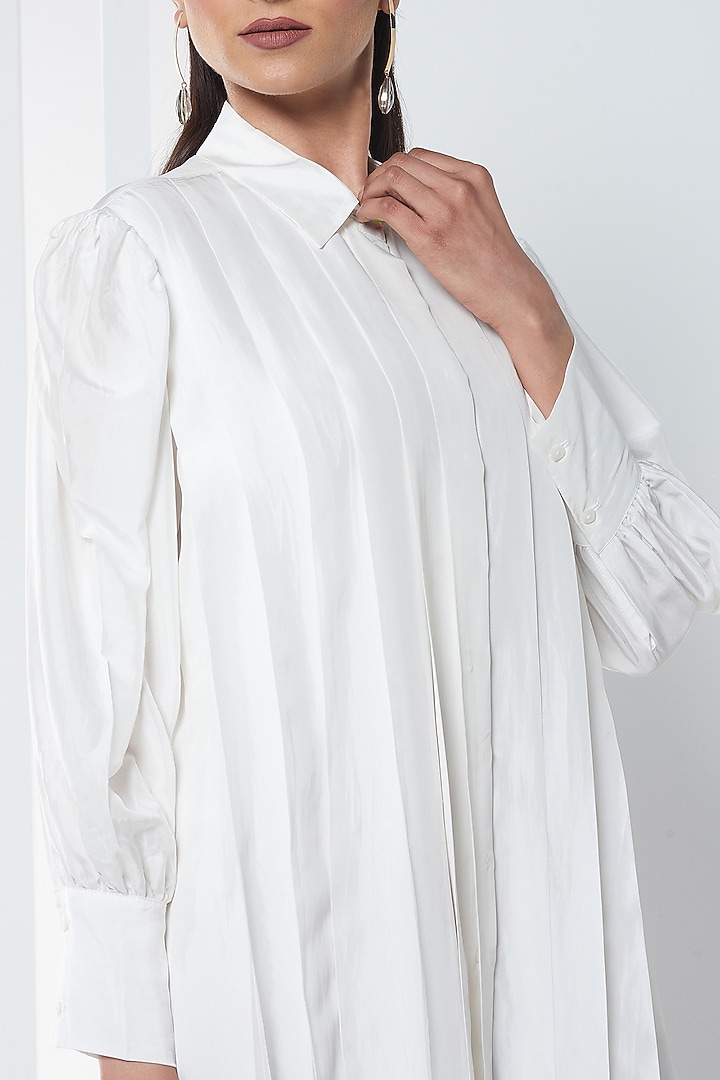 White Cotton Viscose Summer Shirt Dress by SEVENDC at Pernia's Pop Up Shop