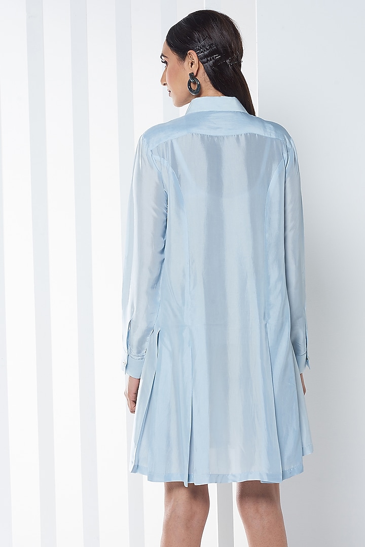 Sky Blue Viscose Summer Shirt Dress by SEVENDC at Pernia's Pop Up Shop