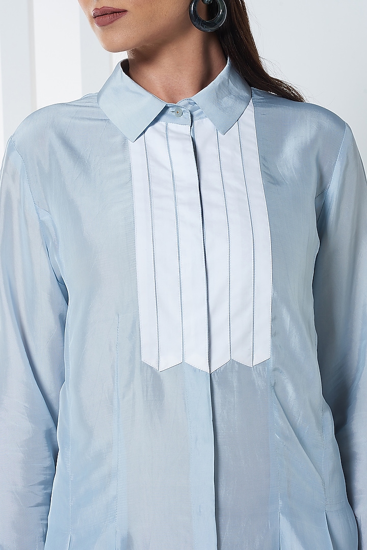 Sky Blue Viscose Summer Shirt Dress by SEVENDC at Pernia's Pop Up Shop