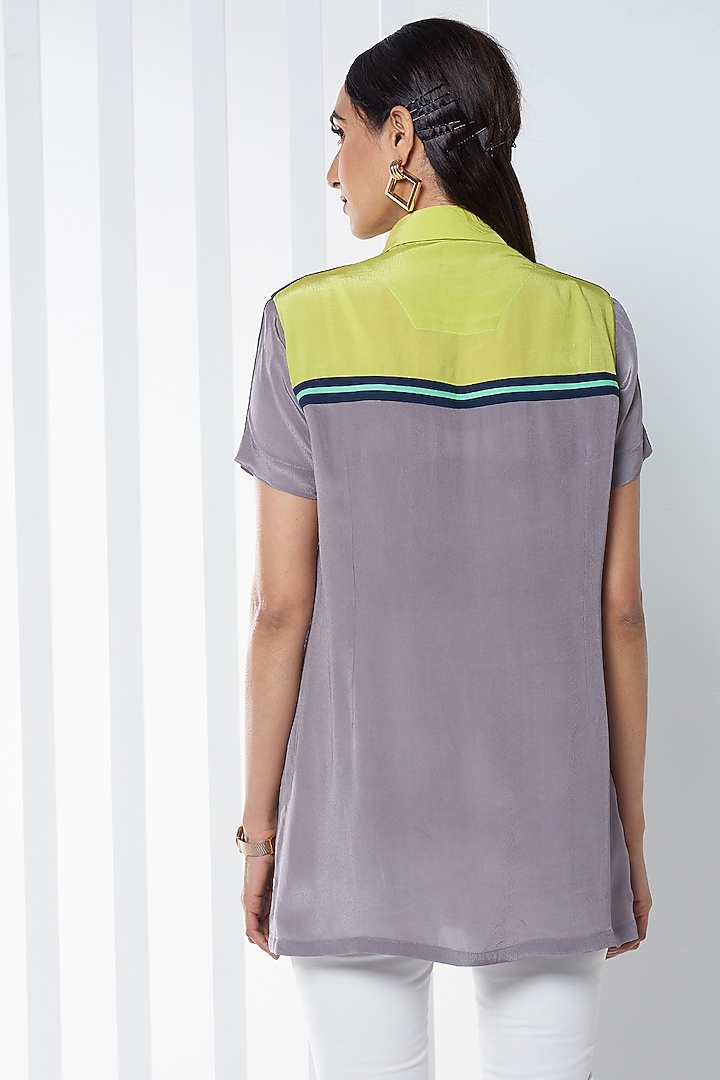 Neon Grey Viscose Shirt by SEVENDC at Pernia's Pop Up Shop
