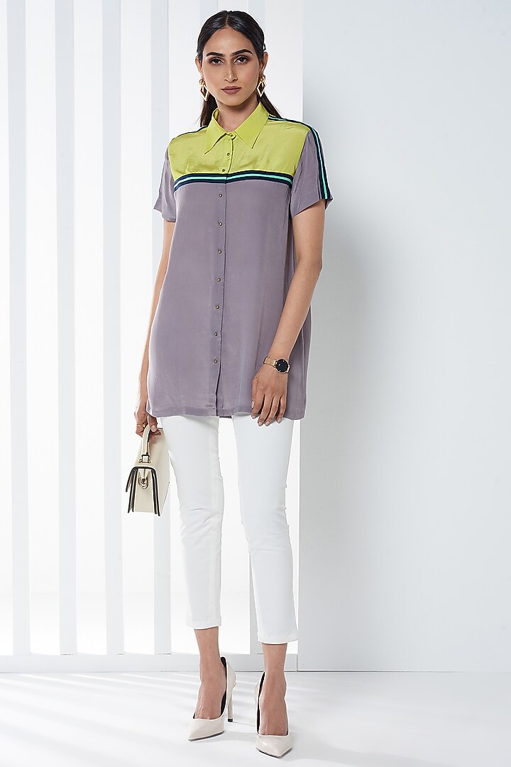 Neon Grey Viscose Shirt by SEVENDC at Pernia's Pop Up Shop