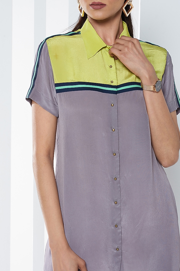 Neon Grey Viscose Shirt by SEVENDC at Pernia's Pop Up Shop