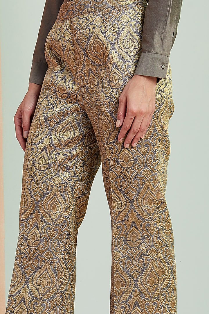 Gold Silk Pants by SEVENDC at Pernia's Pop Up Shop