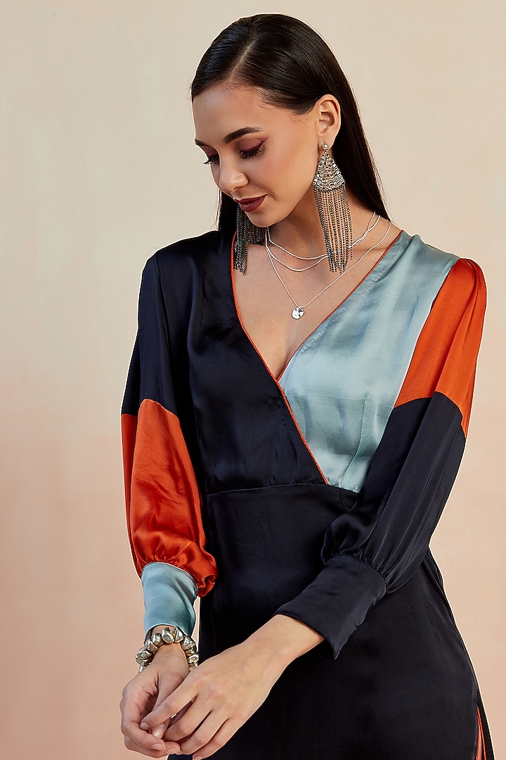 Multi-Colored Bemberg Satin Summer Dress by SEVENDC at Pernia's Pop Up Shop