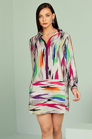 Multi-Colored Modal Satin Digital Printed Top  by SEVENDC