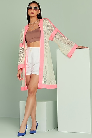 Ivory Cotton Net Cover Up by SEVENDC