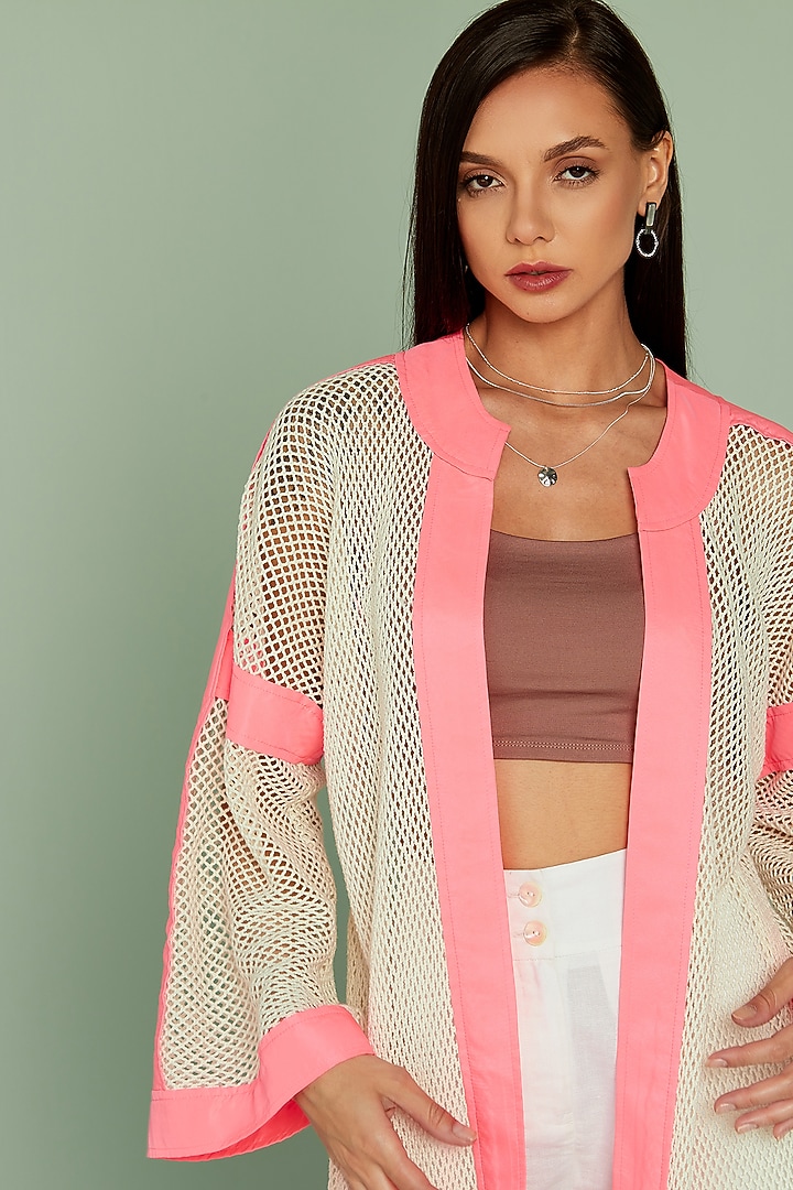 Ivory Cotton Net Cover Up by SEVENDC at Pernia's Pop Up Shop