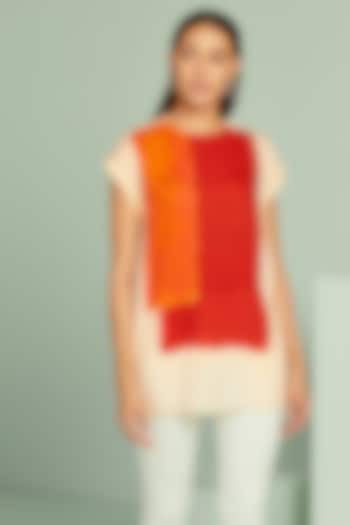 Orange & Peach Cotton Viscose Top by SEVENDC