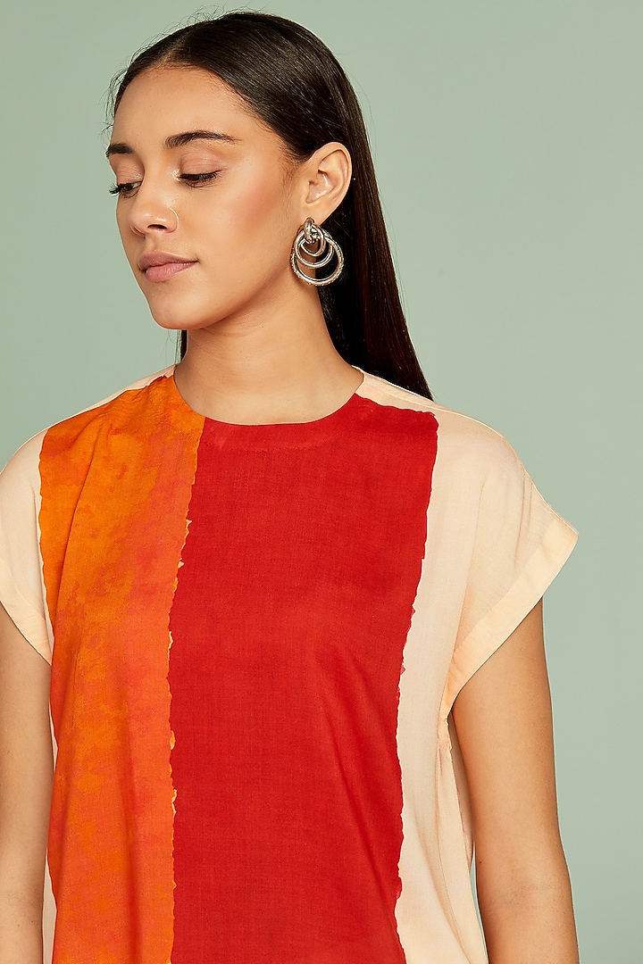 Orange & Peach Cotton Viscose Top by SEVENDC at Pernia's Pop Up Shop