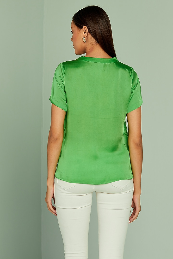 Green Bemberg Satin Top by SEVENDC at Pernia's Pop Up Shop