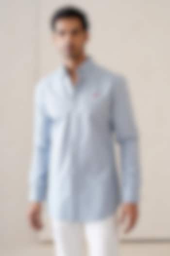 Dusty Blue Cotton Summer Shirt by SEVENDC MEN at Pernia's Pop Up Shop