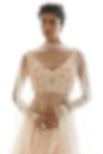 Rose Gold Embroidered Bridal Lehenga Set by Seema Gujral at Pernia's Pop Up Shop