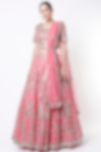 Pink Embroidered Lehenga Set by Seema Gujral